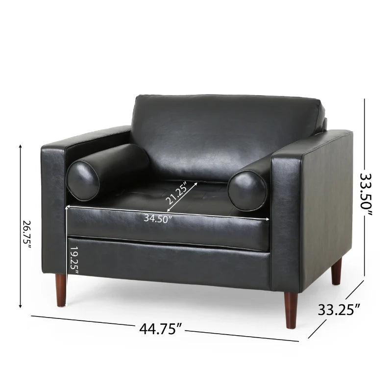 Dimensions of a black leather accent chair 