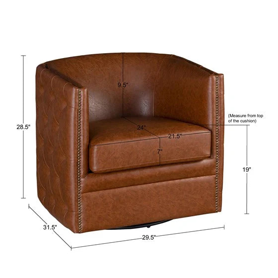 Dimension of a brown leather accent chair