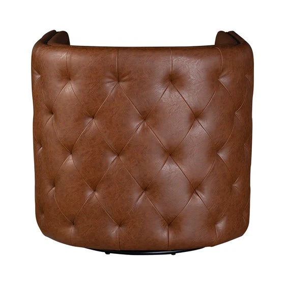 an brown accent chair in a white backround (back view)