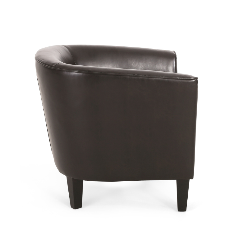 A leather accent chair in a white background (side view)