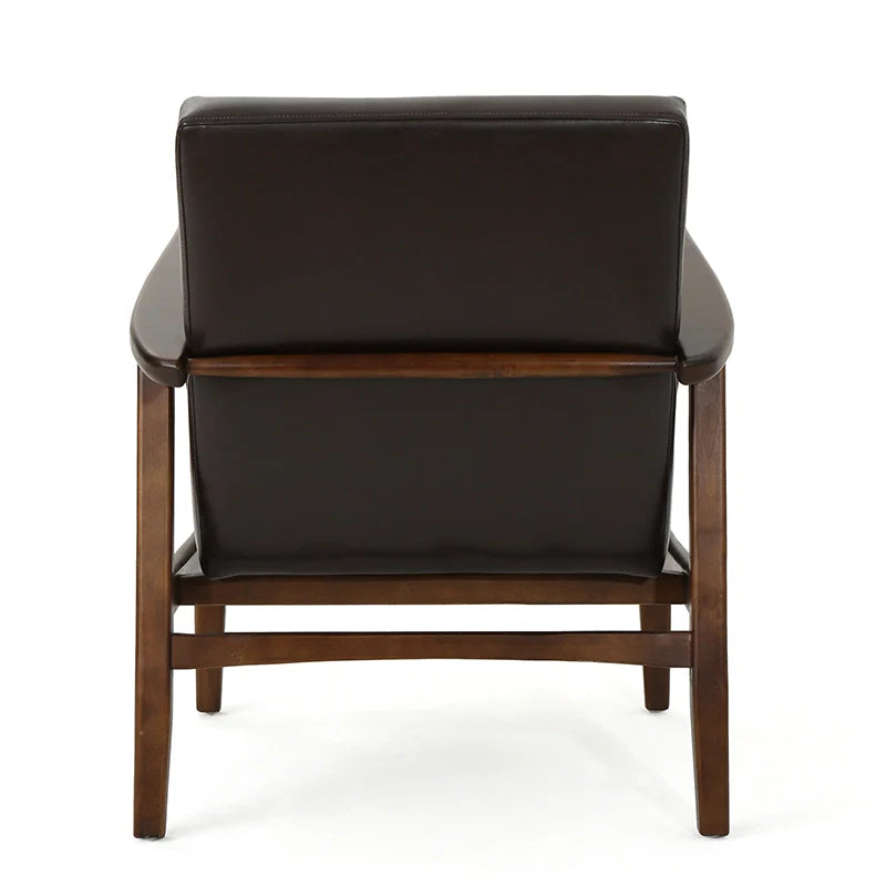 a wood and leather accent chair