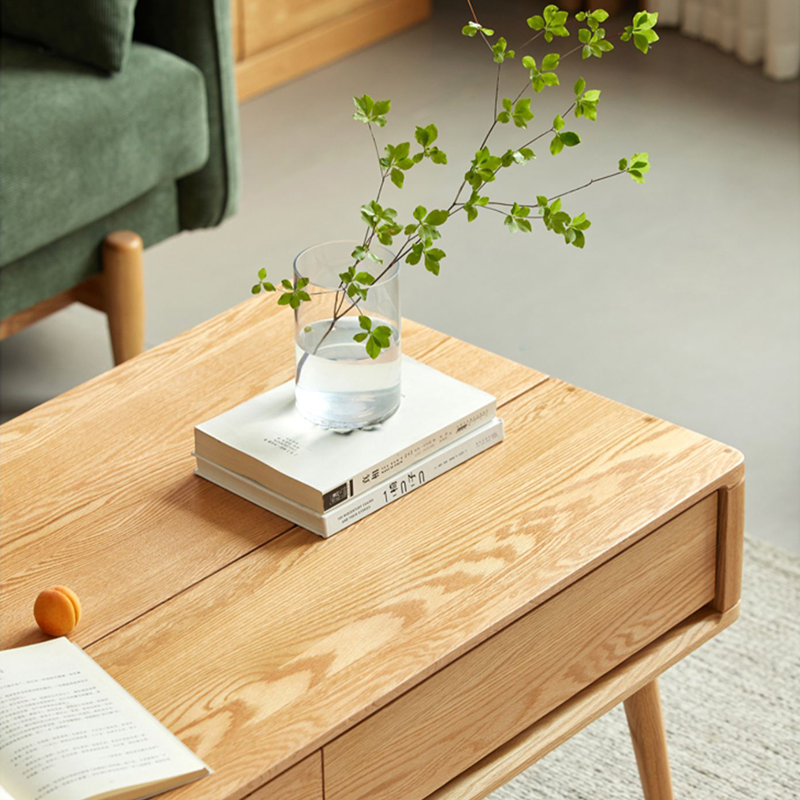 Rectangle wood coffee table showcasing beautiful solid wood grain