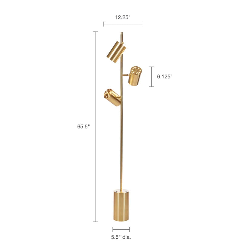 Dimension image of modern gold floor lamp