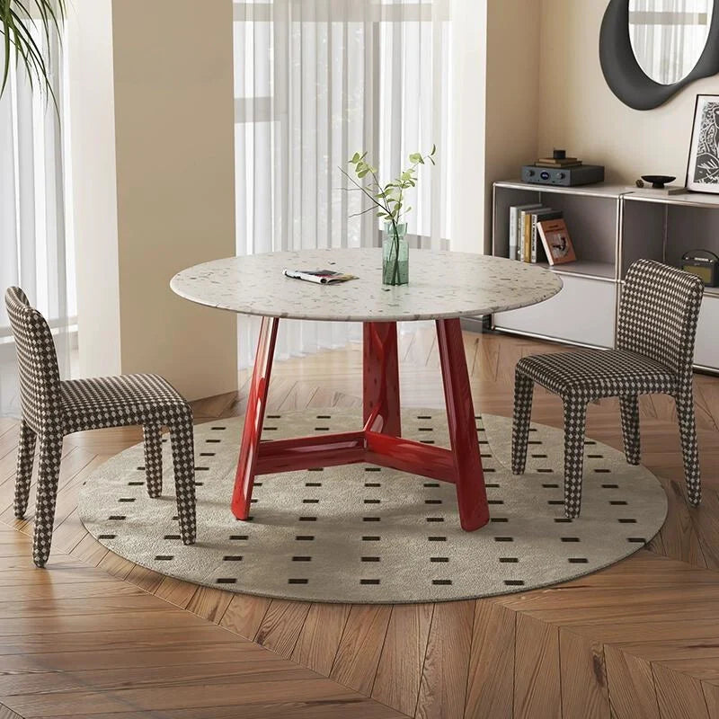 a wood dining table with 4 matching dining chairs 