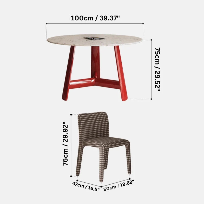 dimensions of a wood dining table and chair