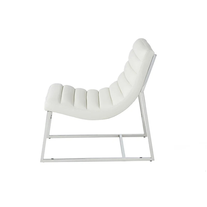 a leather accent chair in a white backround (side view)