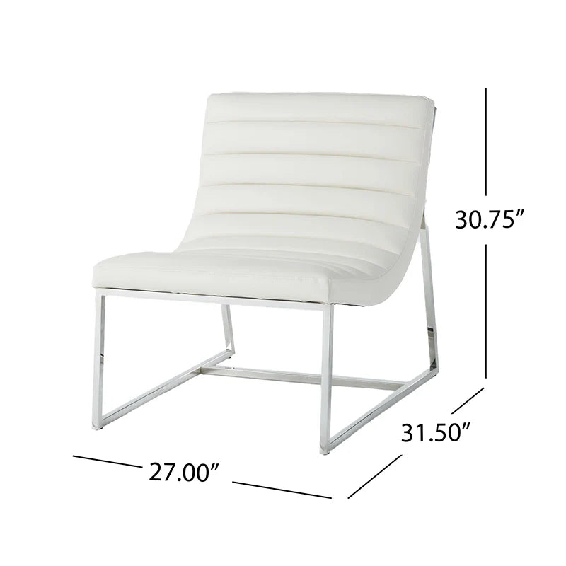 Dimension of a white leather accent chair