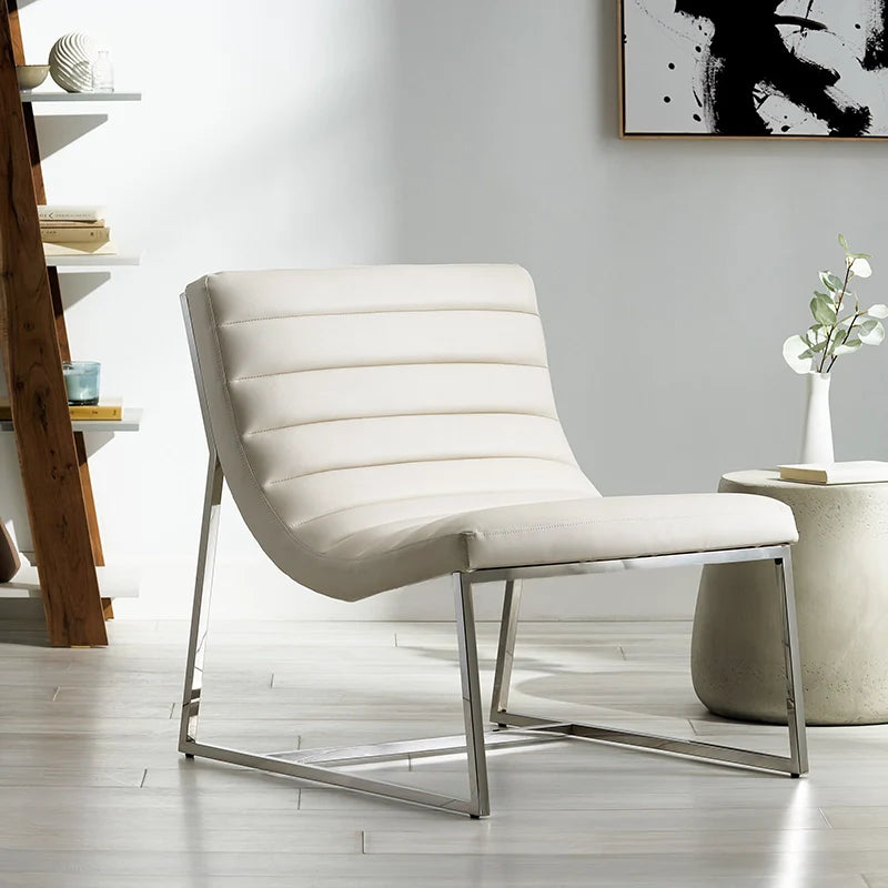 a modern leather accent chair in a chic setting