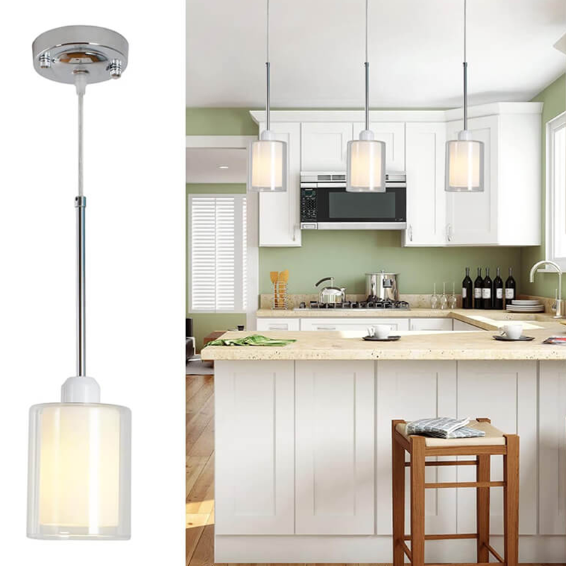 Modern White Metal Glass Mini Pendant Light