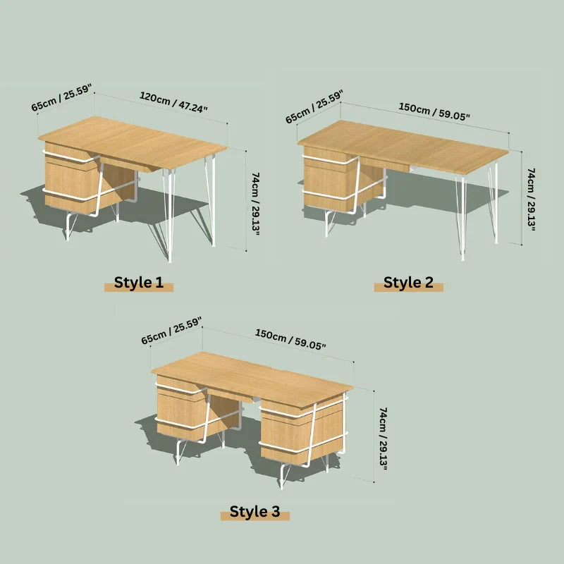 dimensions of a wood desk with drawers