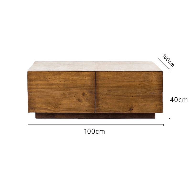 Dimension image of the square wood coffee table