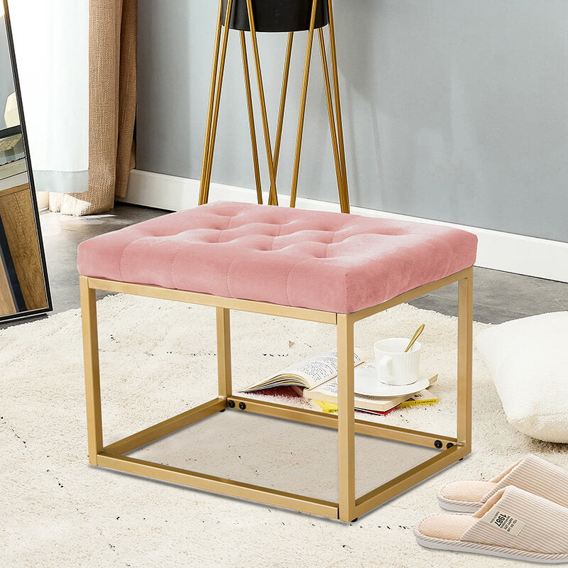 21" Pink Velvet Shoe Vanity Changing Stool