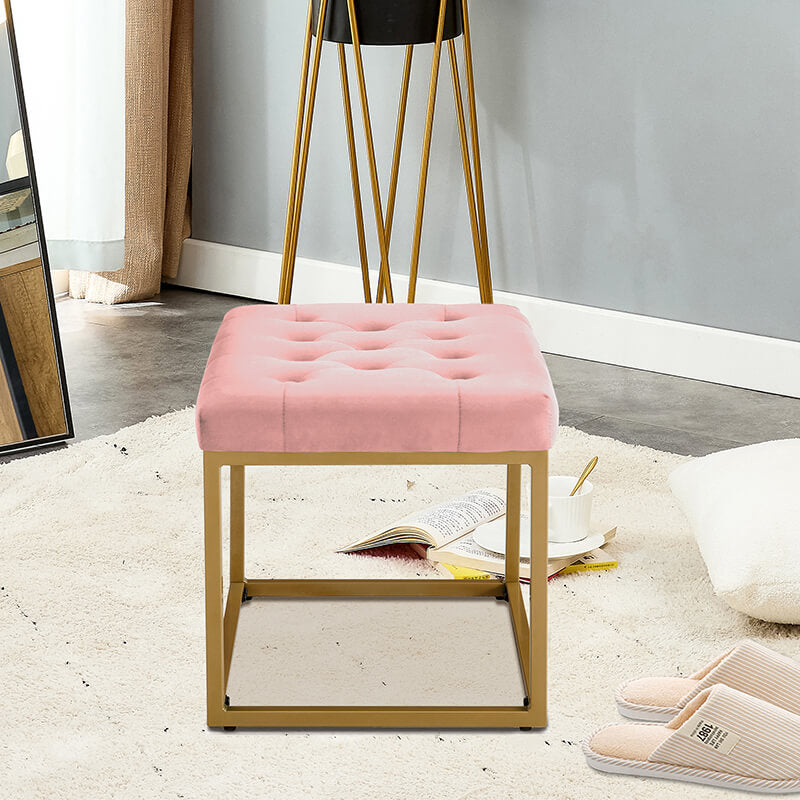 21" Pink Velvet Shoe Vanity Changing Stool