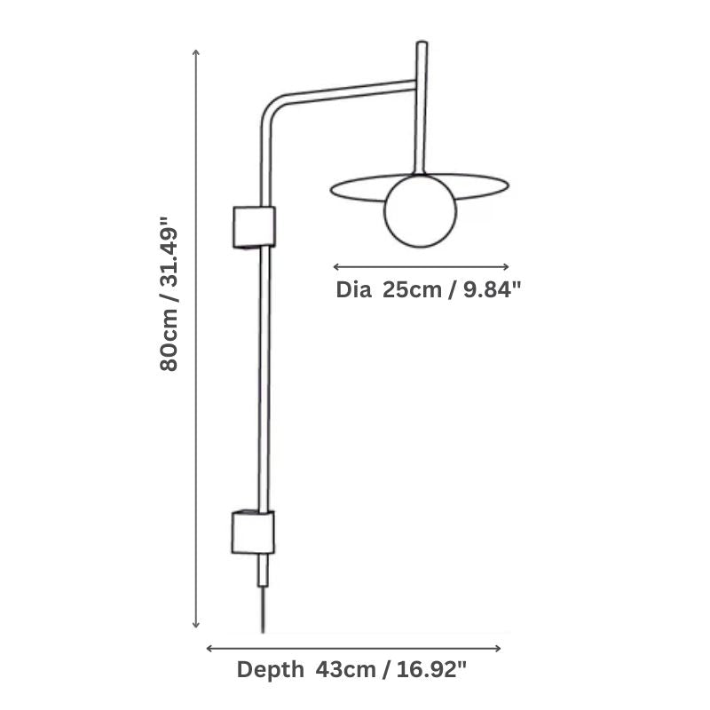 the dimensions of a plug in swing arm wall lamp