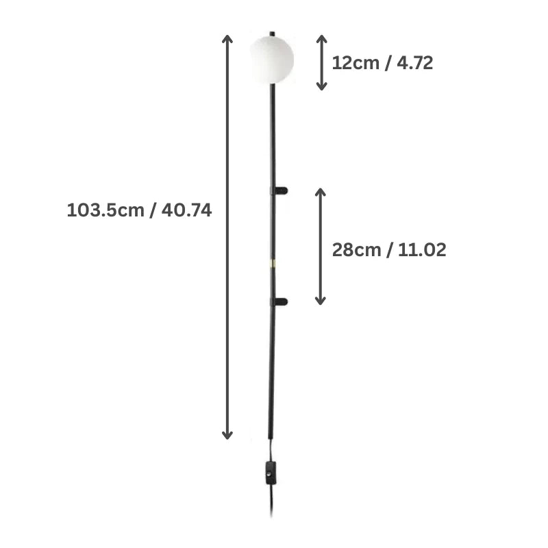 Dimension image of the Plug in wall light fixture