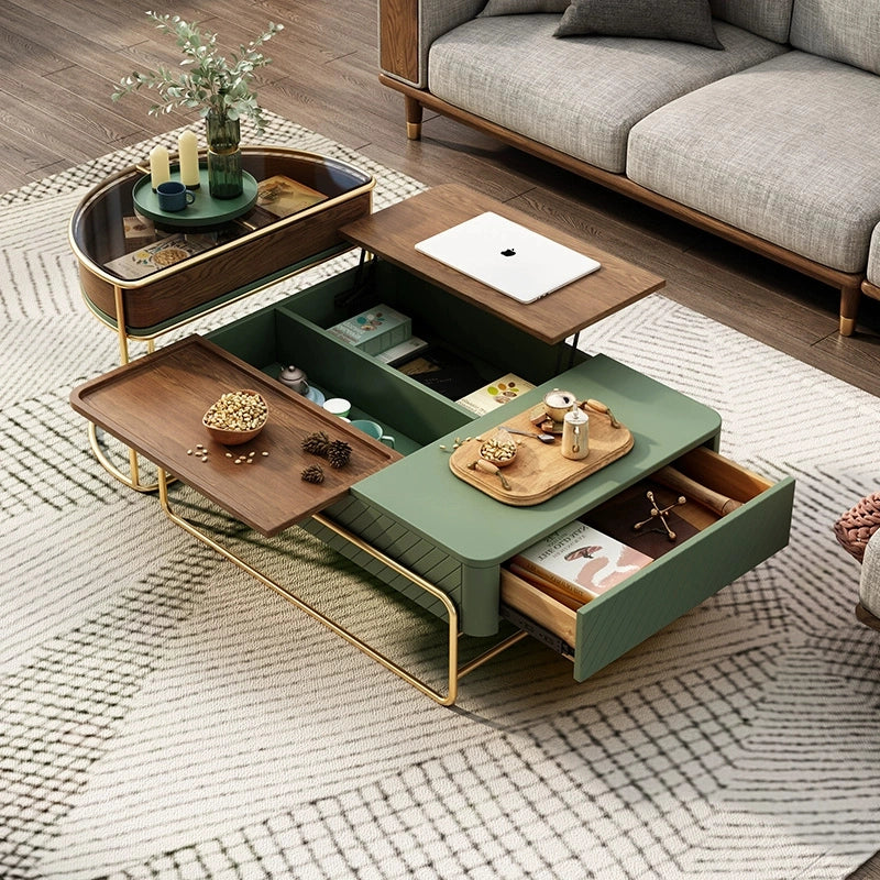 a solid wood lift top coffee table with storage compartments