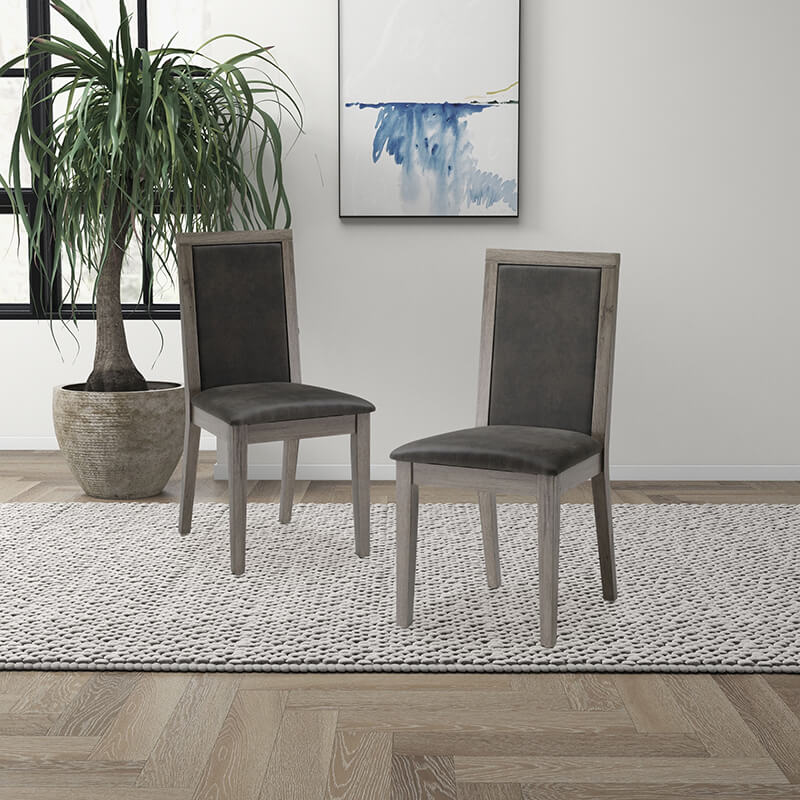 Dining chair set of 2 kept side by side in a living space