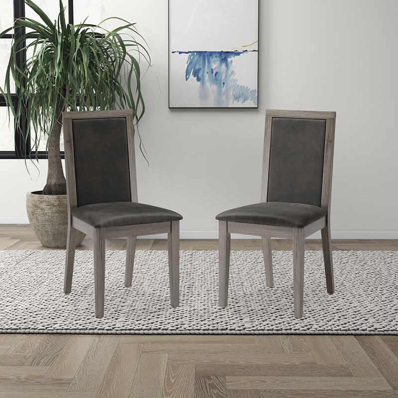 Dining chair set of 2 kept side by side in a living space