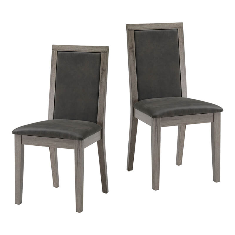 Wood dining chair set of 2 in grey upholstery 