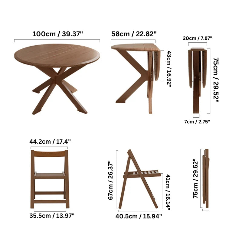 Dimension of  Round Compact Folding Dining Table 