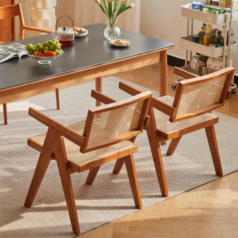 Rattan Dining Chairs Set of 2, showcasing the side view