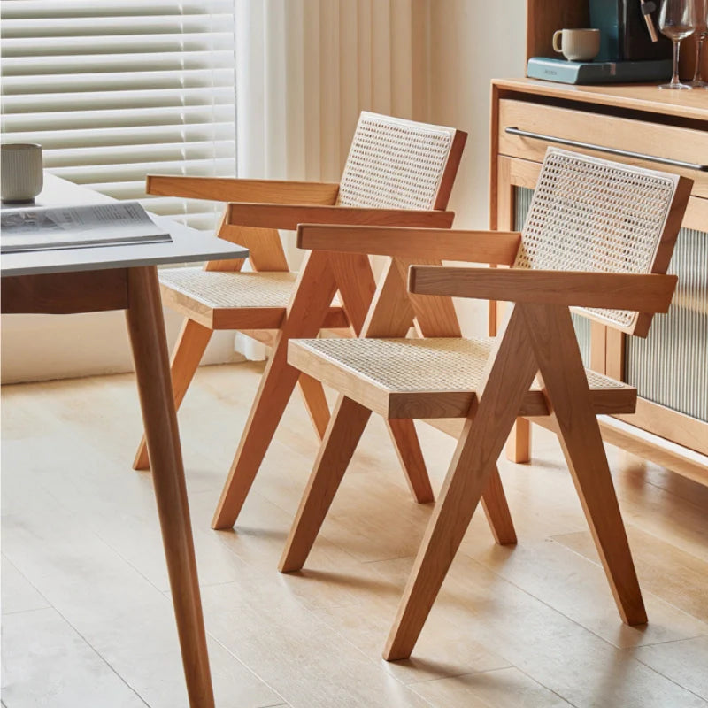 Rattan Dining Chairs Set of 2 placed elegantly in a living room