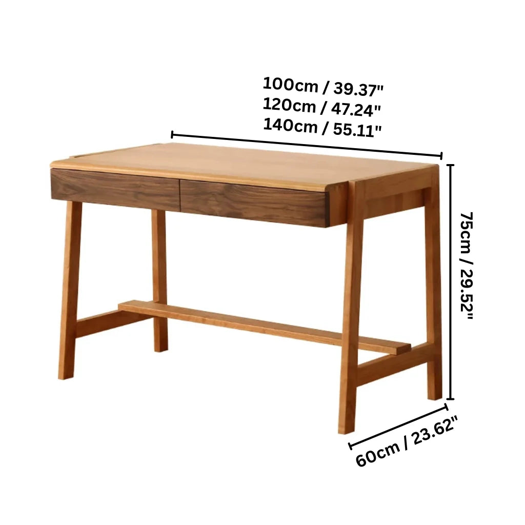 dimensions of a solid cherry wood computer desk 