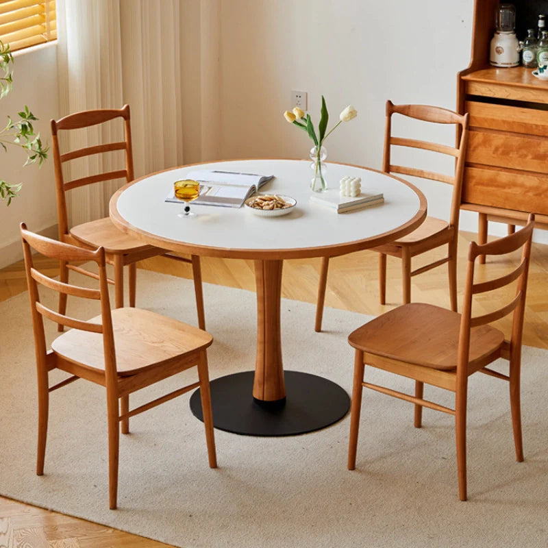 2 Pairs of wooden chairs for dining room table in a modern dining setting 