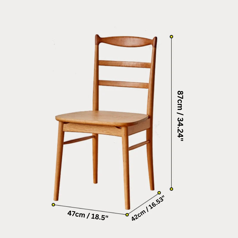 Dimension of the Solid Cherry Wood Dining Chair with Ladder Backrest