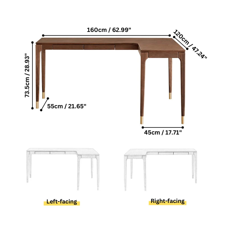 dimensions of a walnut wood desk