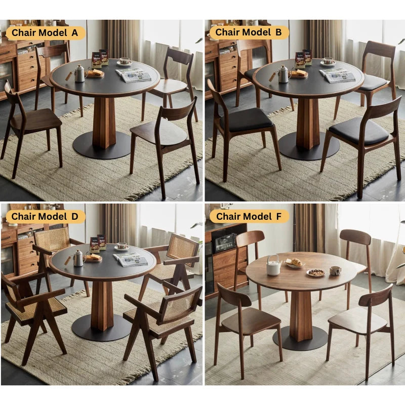 solid wood pedestal dining table and chairs