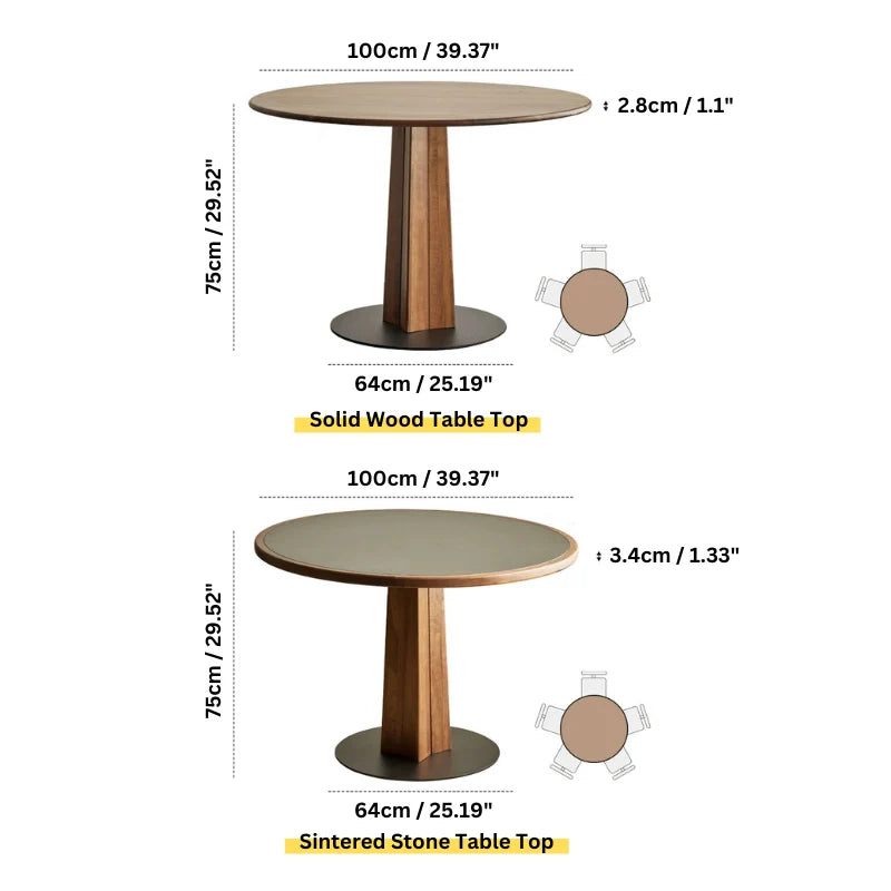 round wood pedestal dining tables dimension