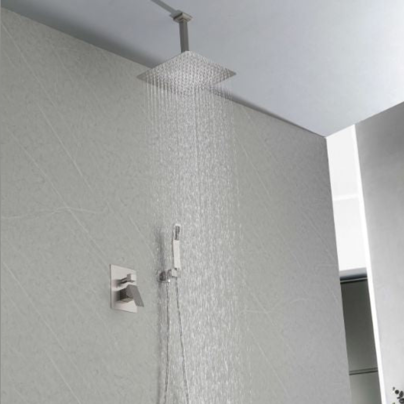 59" Brushed Nickel Ceiling-mounted Square Rain Shower