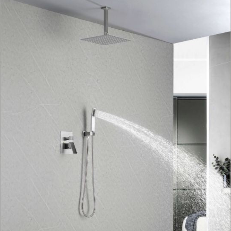 59" Brushed Nickel Ceiling-mounted Square Rain Shower