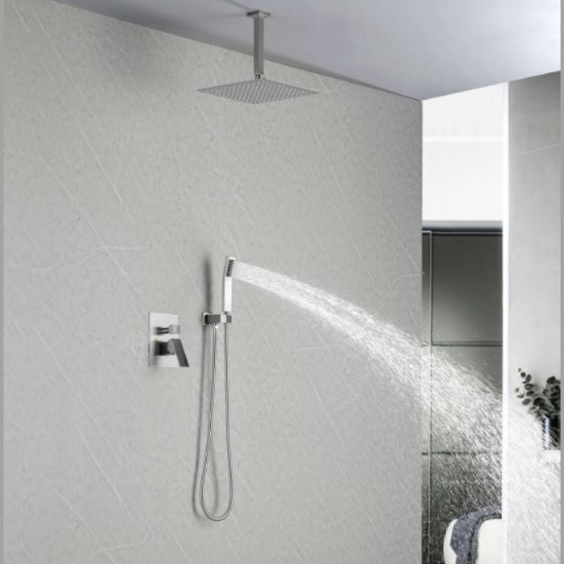 59" Brushed Nickel Ceiling-mounted Square Rain Shower