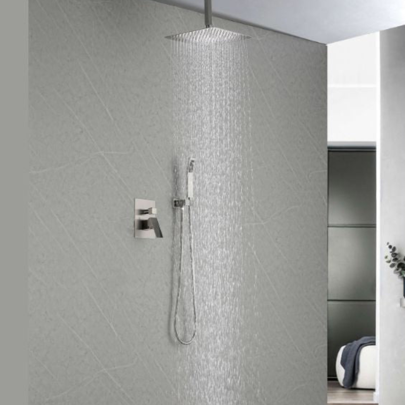 59" Brushed Nickel Ceiling-mounted Square Rain Shower