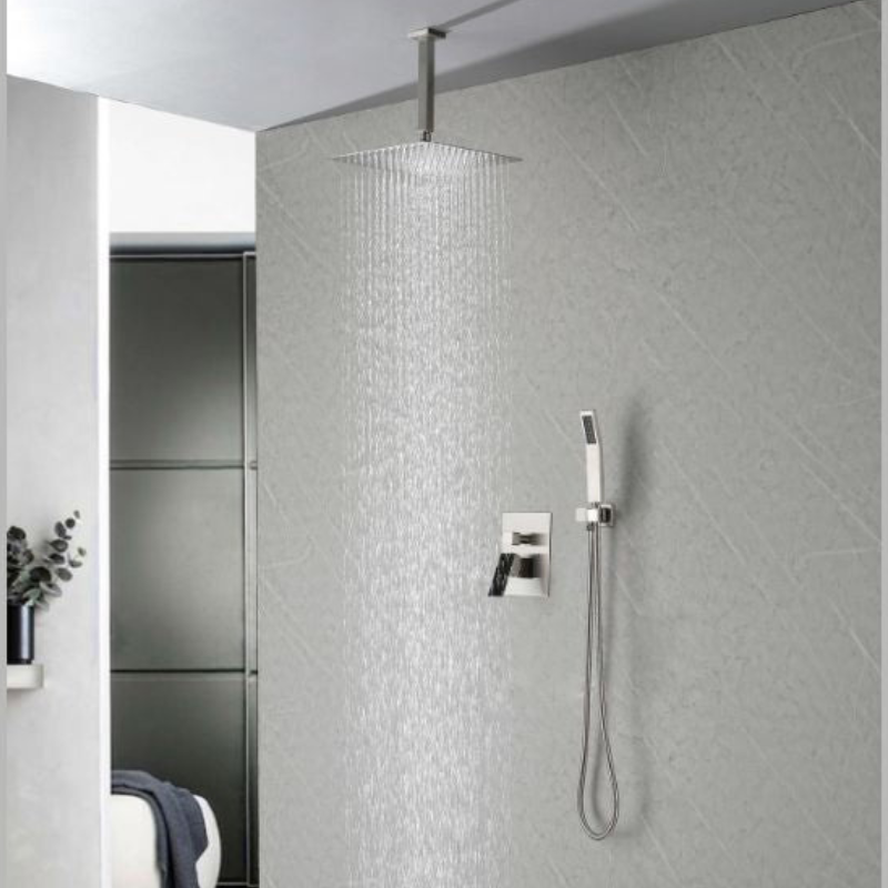 59" Brushed Nickel Ceiling-mounted Square Rain Shower