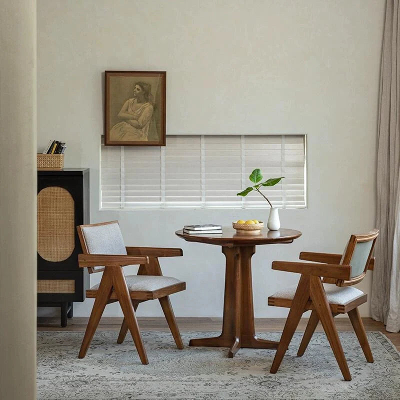 Rattan Dining Chairs with Cushions in a Living Space