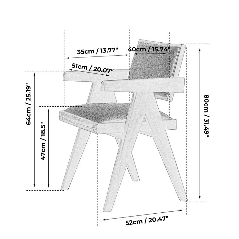 A Rattan Dining Chair with Cushion Dimensions