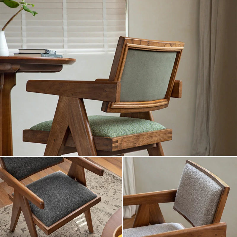 A Rattan Dining Chair with a Sturdy Backrest and Armrest