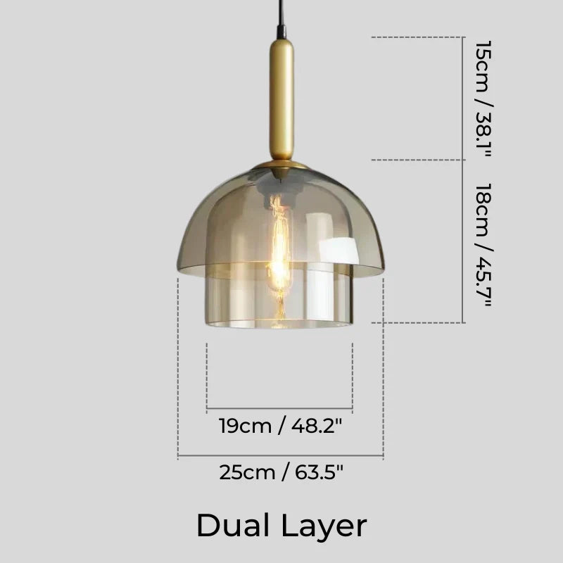 dimension of a two-layered kitchen pendant light 