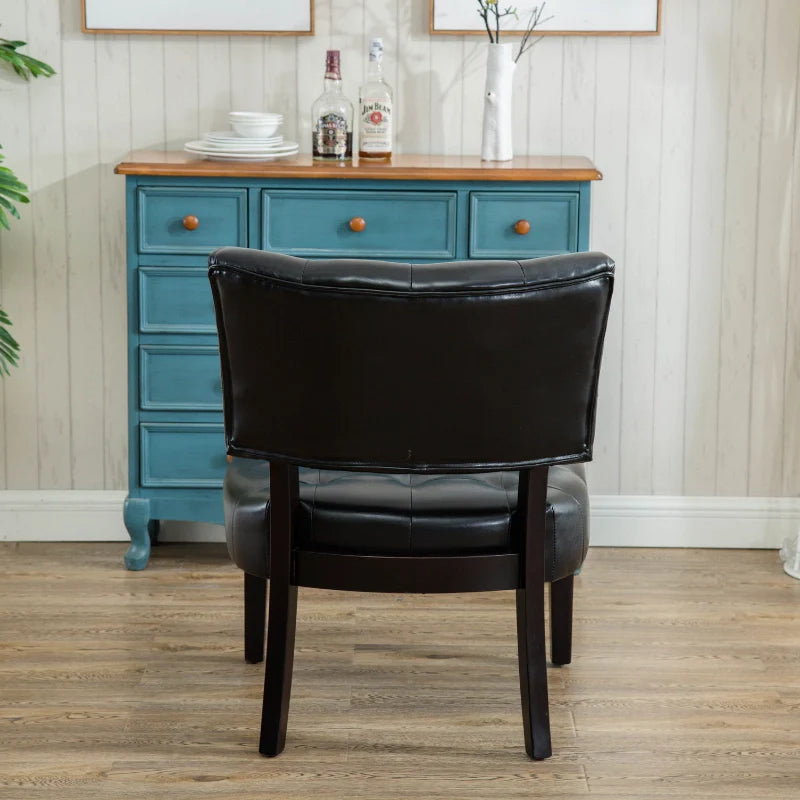 A leather accent chair (beck view)