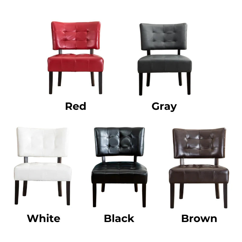 Accent leather chairs in different colors 