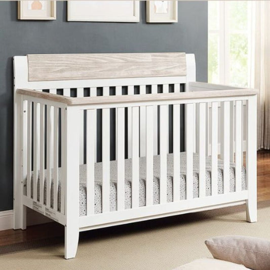 57 White and Natural 4-in-1 Convertible Wood Crib