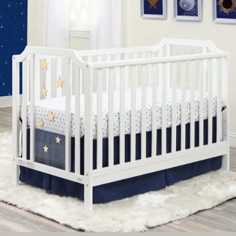 53" White 3-in-1 Convertible Wood Island Crib