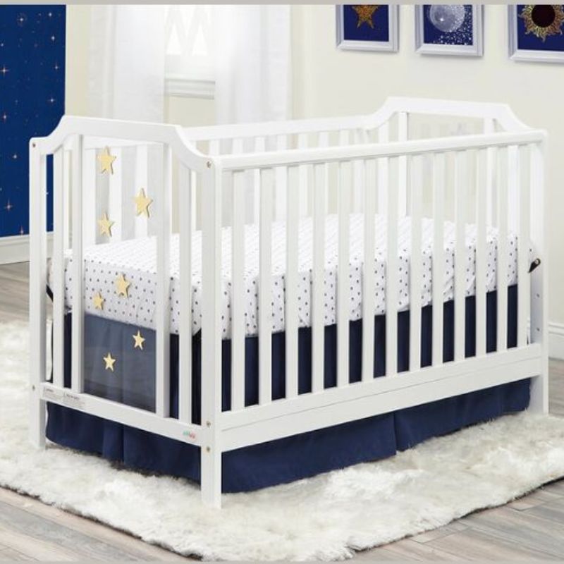 53" White 3-in-1 Convertible Wood Island Crib