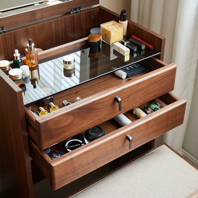 wooden makeup vanity