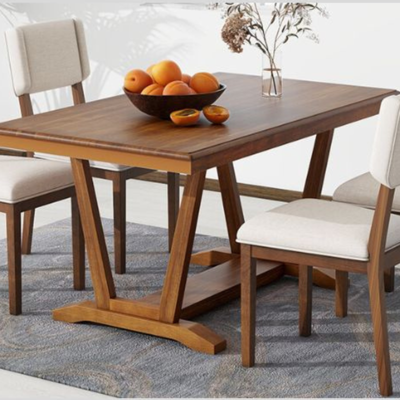 Walnut and Gray Rectangular 5-piece Dining Table Set 