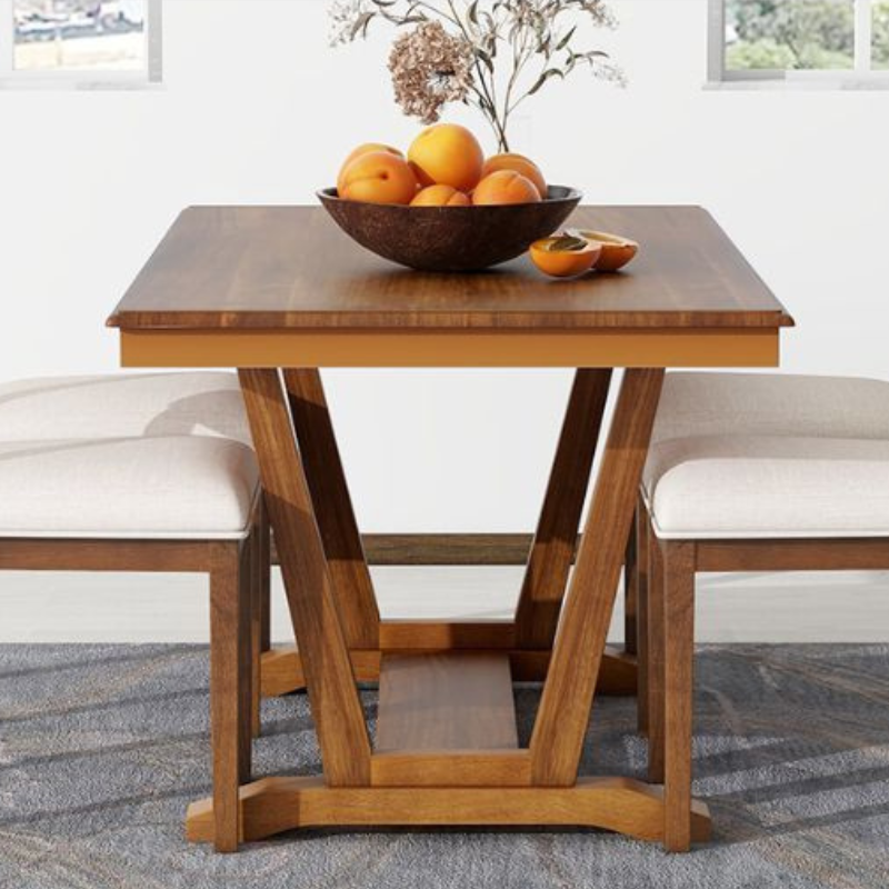 Walnut and Gray Rectangular 5-piece Dining Table Set 