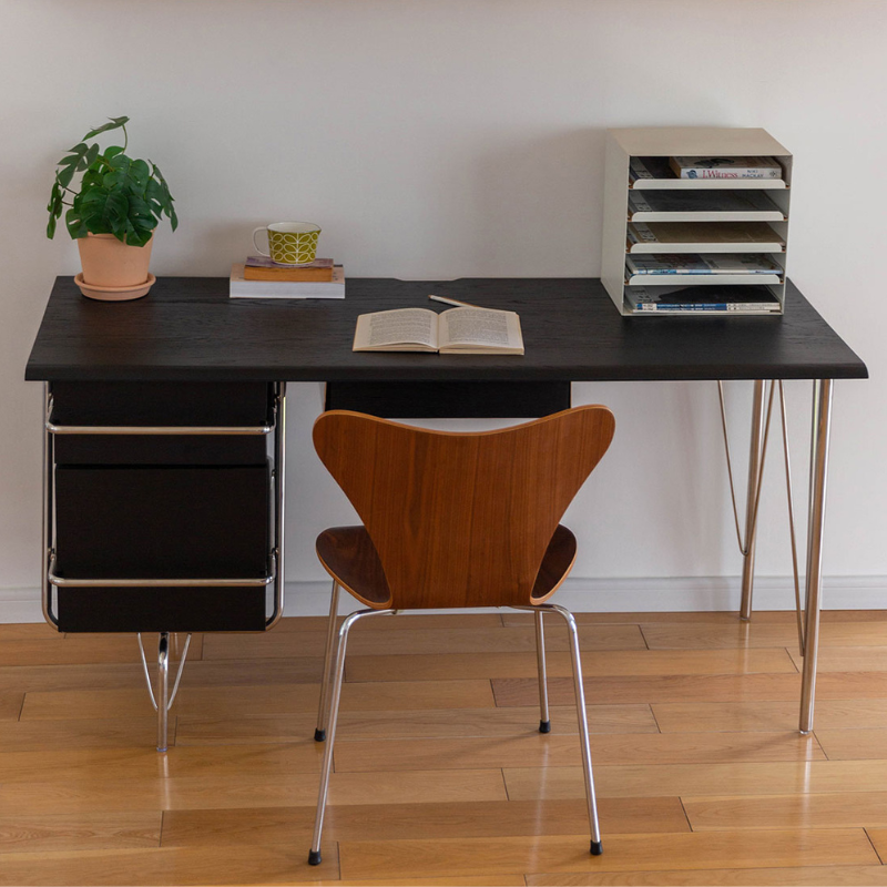 Black wood office desk with drawer on one side and center (Style 1 and 2)